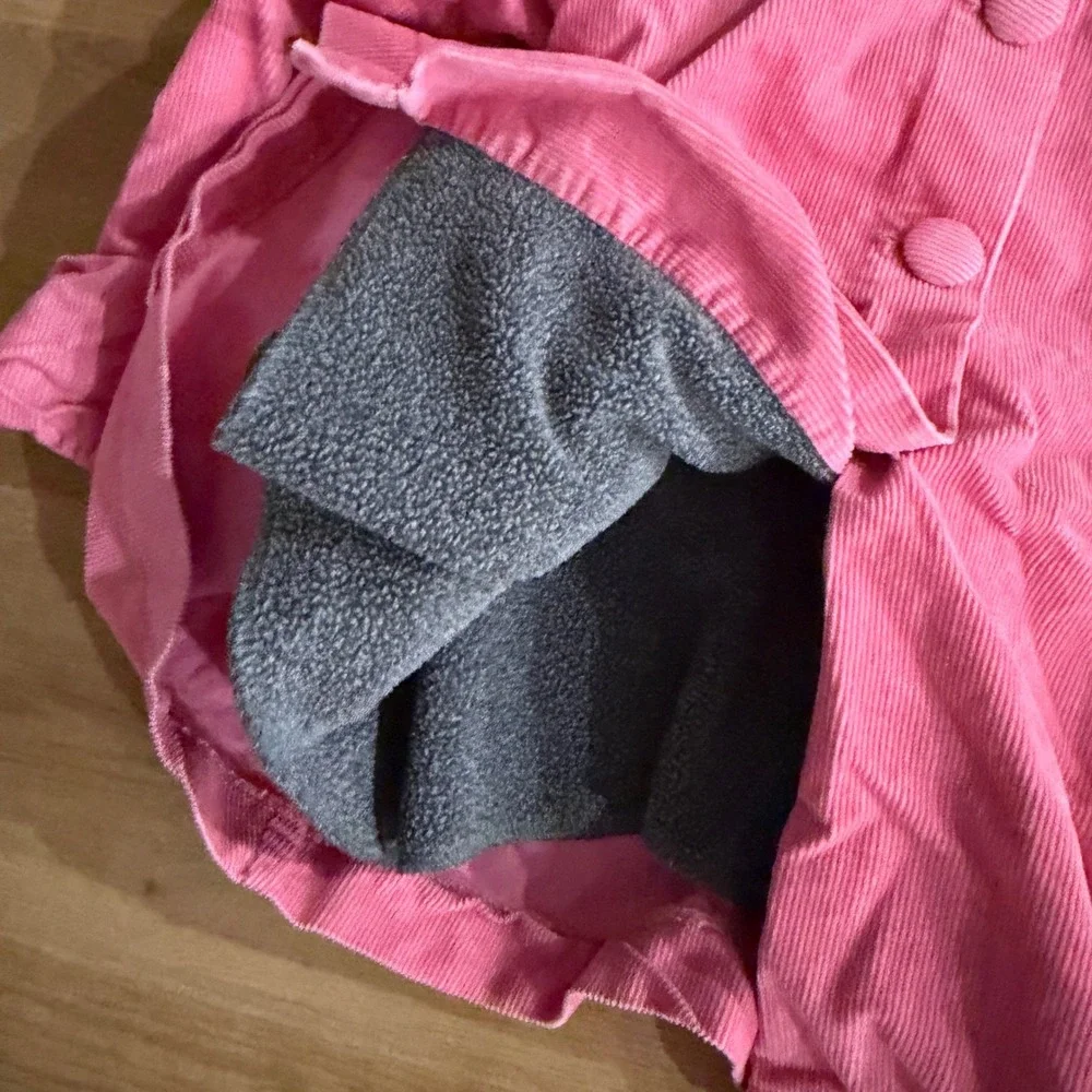 Maria Elena Pink Corduroy Hooded Jacket Fleece Lined Peplum Girls 4T
